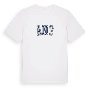 Amy college t-shirt – ekologisk bomull t-shirt från Pinshirt