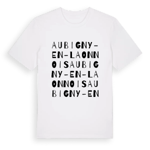 Aubigny-en-Laonnois ordlek t-shirt – ekologisk bomull t-shirt från Pinshirt
