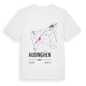 Audinghen karta t-shirt – ekologisk bomull t-shirt från Pinshirt