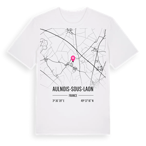 Aulnois-sous-Laon karta t-shirt – ekologisk bomull t-shirt från Pinshirt