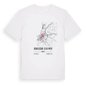 Boulogne-sur-Mer karta t-shirt – ekologisk bomull t-shirt från PinShirt