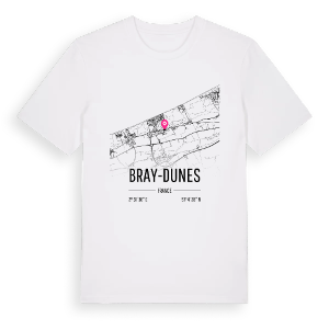 Bray-Dunes karta t-shirt – ekologisk bomull t-shirt från Pinshirt