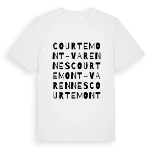 Courtemont-Varennes ordlek t-shirt – ekologisk bomull t-shirt från Pinshirt