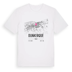 Dunkerque karta t-shirt – ekologisk bomull t-shirt från Pinshirt