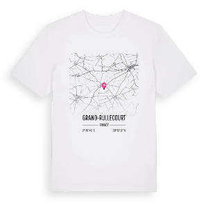 Grand-Rullecourt karta t-shirt – ekologisk bomull t-shirt från Pinshirt