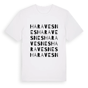 Haravesnes ordlek t-shirt – ekologisk bomull t-shirt från Pinshirt