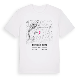 Le Plessis-Brion karta t-shirt – ekologisk bomull t-shirt från Pinshirt