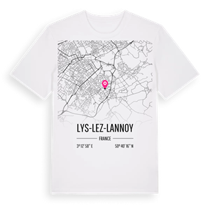 Lys-lez-Lannoy karta t-shirt – ekologisk bomull t-shirt från Pinshirt