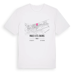 Malo-les-Bains karta t-shirt – ekologisk bomull t-shirt från Pinshirt