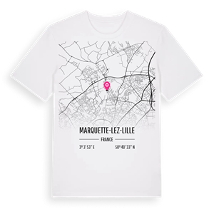 Marquette-lez-Lille karta t-shirt – ekologisk bomull t-shirt från Pinshirt
