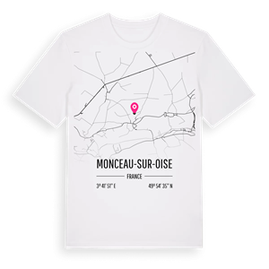Monceau-sur-Oise karta t-shirt – ekologisk bomull t-shirt från Pinshirt