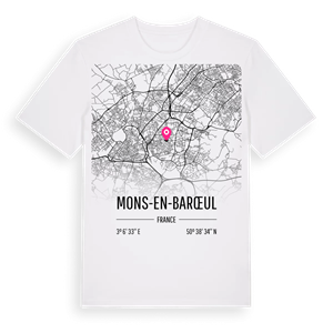 Mons-en-Barœul karta t-shirt – ekologisk bomull t-shirt från Pinshirt