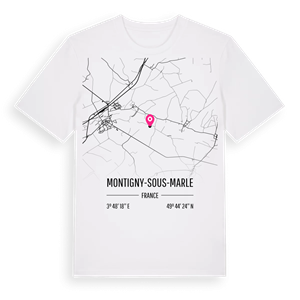 Montigny-sous-Marle karta t-shirt – ekologisk bomull t-shirt från Pinshirt