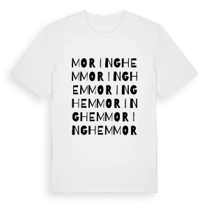 Moringhem ordlek t-shirt – ekologisk bomull t-shirt från Pinshirt