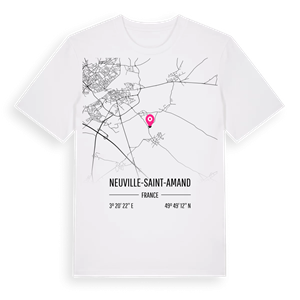 Neuville-Saint-Amand karta t-shirt – ekologisk bomull t-shirt från Pinshirt