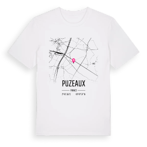Puzeaux karta t-shirt – ekologisk bomull t-shirt från Pinshirt