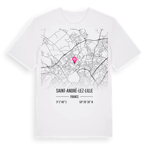 Saint-André-lez-Lille karta t-shirt – ekologisk bomull t-shirt från Pinshirt