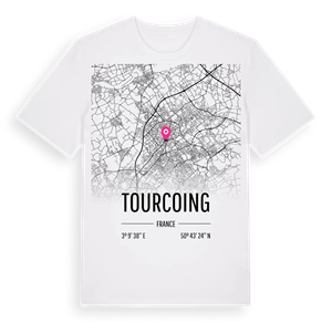 Tourcoing karta t-shirt – ekologisk bomull t-shirt från Pinshirt