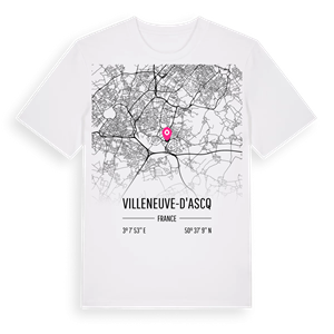 Villeneuve-d'Ascq karta t-shirt – ekologisk bomull t-shirt från Pinshirt