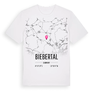 Biebertal karta t-shirt – ekologisk bomull t-shirt från Pinshirt