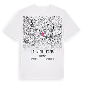 Lahn-Dill-Kreis karta t-shirt – ekologisk bomull t-shirt från Pinshirt