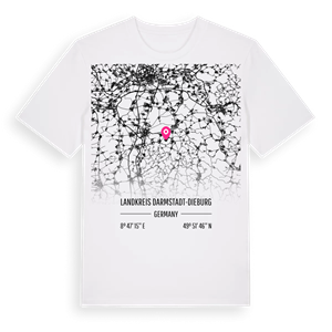 Landkreis Darmstadt-Dieburg karta t-shirt – ekologisk bomull t-shirt från Pinshirt