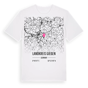 Landkreis Gießen karta t-shirt – ekologisk bomull t-shirt från Pinshirt
