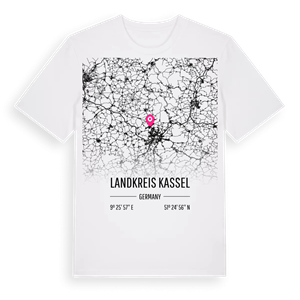 Landkreis Kassel karta t-shirt – ekologisk bomull t-shirt från Pinshirt