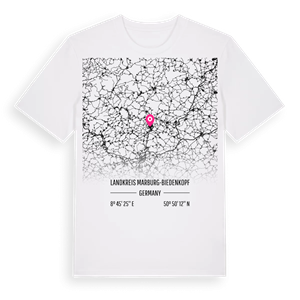 Landkreis Marburg-Biedenkopf karta t-shirt – ekologisk bomull t-shirt från Pinshirt