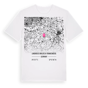 Landkreis Waldeck-Frankenberg karta t-shirt – ekologisk bomull t-shirt från Pinshirt