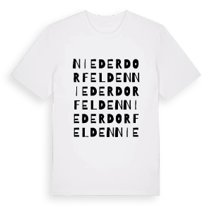 Niederdorfelden ordlek t-shirt – ekologisk bomull t-shirt från Pinshirt