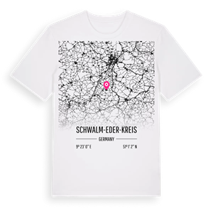 Schwalm-Eder-Kreis karta t-shirt – ekologisk bomull t-shirt från Pinshirt