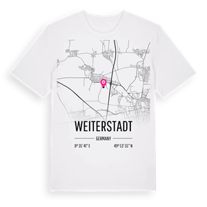 Weiterstadt karta t-shirt – ekologisk bomull t-shirt från Pinshirt