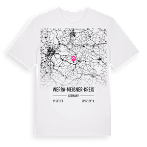 Werra-Meißner-Kreis karta t-shirt – ekologisk bomull t-shirt från Pinshirt