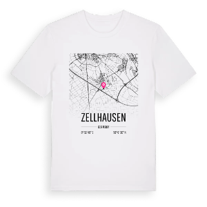 Zellhausen karta t-shirt – ekologisk bomull t-shirt från Pinshirt