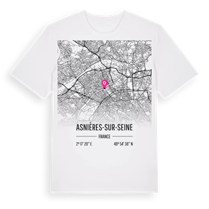 Asnières-sur-Seine karta t-shirt – ekologisk bomull t-shirt från Pinshirt