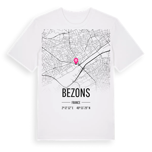 Bezons karta t-shirt – ekologisk bomull t-shirt från Pinshirt