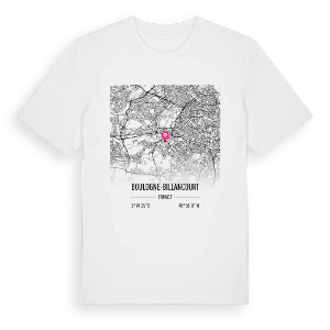 Boulogne-Billancourt karta t-shirt – ekologisk bomull t-shirt från Pinshirt