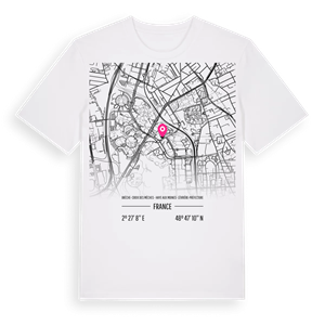 Brèche- Croix des Mèches - Haye aux Moines- Lévrière-Préfecture karta t-shirt – ekologisk bomull t-shirt från Pinshirt