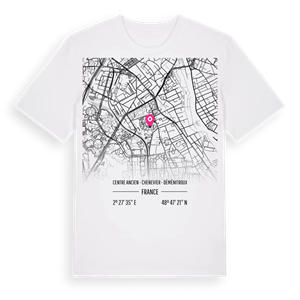 Centre Ancien - Chenevier - Déménitroux karta t-shirt – ekologisk bomull t-shirt från Pinshirt