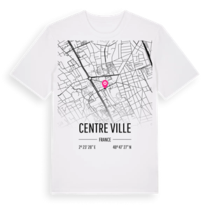 Centre Ville karta t-shirt – ekologisk bomull t-shirt från Pinshirt