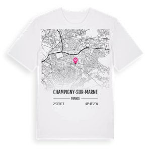 Champigny-sur-Marne karta t-shirt – ekologisk bomull t-shirt från Pinshirt