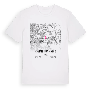 Champs-sur-Marne karta t-shirt – ekologisk bomull t-shirt från Pinshirt