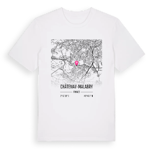 Châtenay-Malabry karta t-shirt – ekologisk bomull t-shirt från Pinshirt