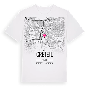 Créteil karta t-shirt – ekologisk bomull t-shirt från Pinshirt