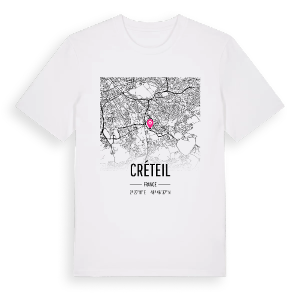 Créteil karta t-shirt – ekologisk bomull t-shirt från Pinshirt