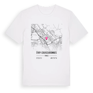 Évry-Courcouronnes karta t-shirt – ekologisk bomull t-shirt från Pinshirt