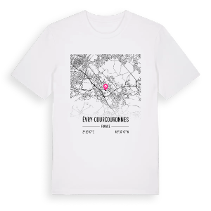 Évry-Courcouronnes karta t-shirt – ekologisk bomull t-shirt från Pinshirt