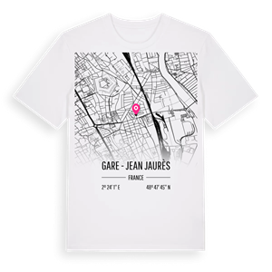 Gare - Jean Jaurès karta t-shirt – ekologisk bomull t-shirt från Pinshirt