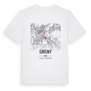 Grigny karta t-shirt – ekologisk bomull t-shirt från Pinshirt